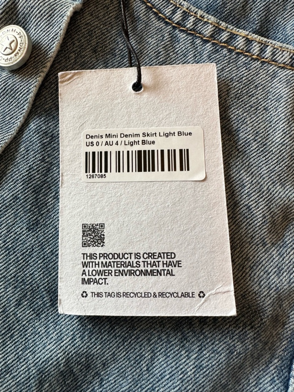 NWT Princess Polly Denis Mini Denim Skirt. Light Blue Size 0 - Picture 3 of 8